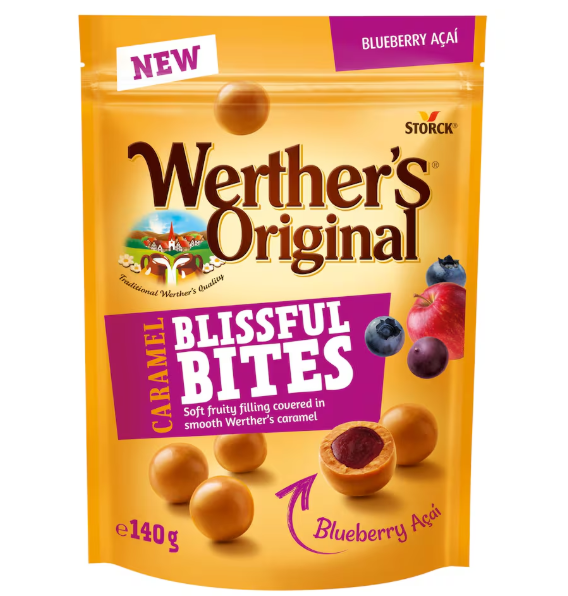 12 x Werthers Original Caramel Blissful Bites Blueberry Acai 140G